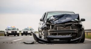 police arriving to the scene of a car car accident